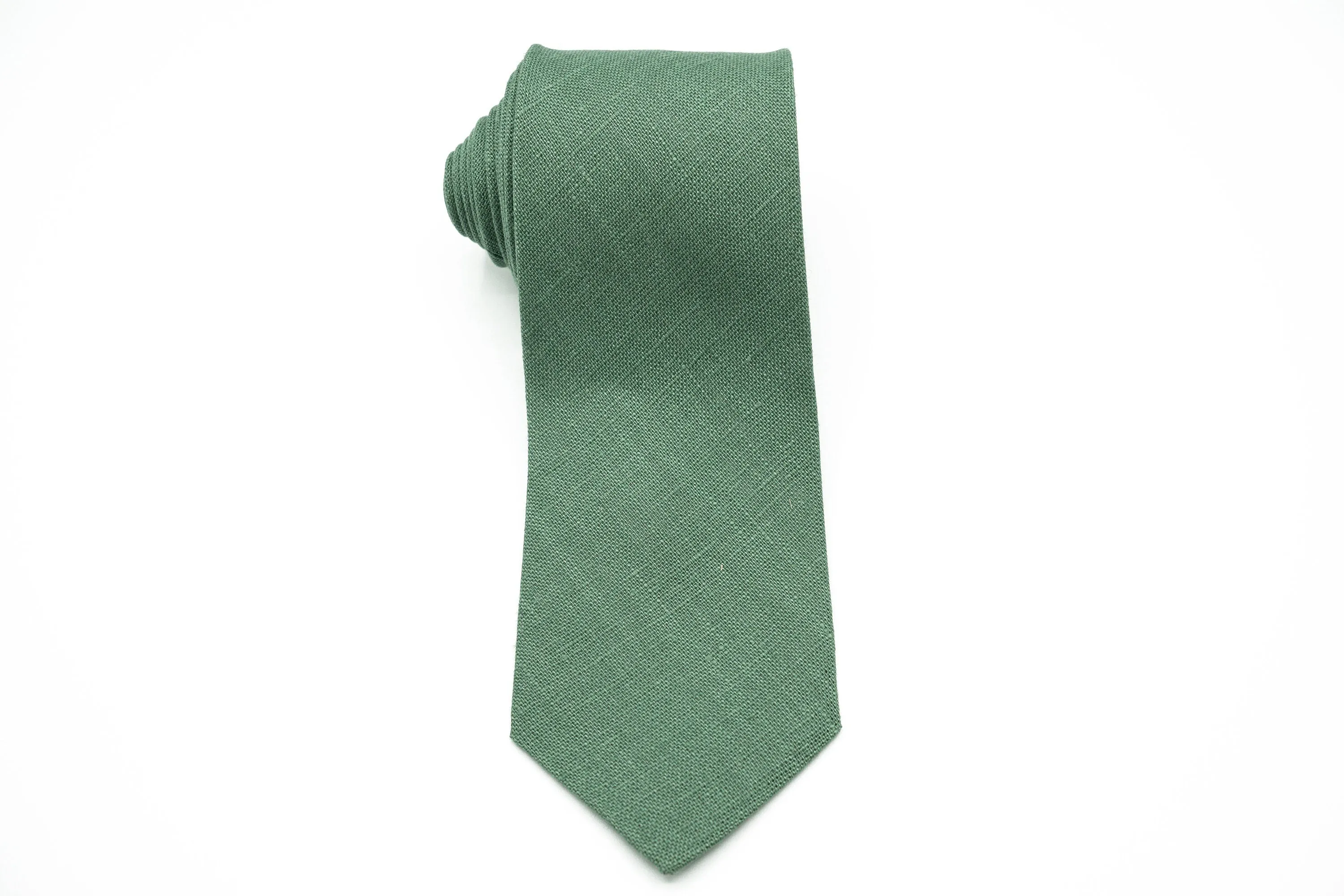 Sage Green Linen Necktie Collection: Includes Dusty, Bright, Dark, Eucalyptus & Classic Sage - Perfect for Groomsmen and Sage Green Weddings