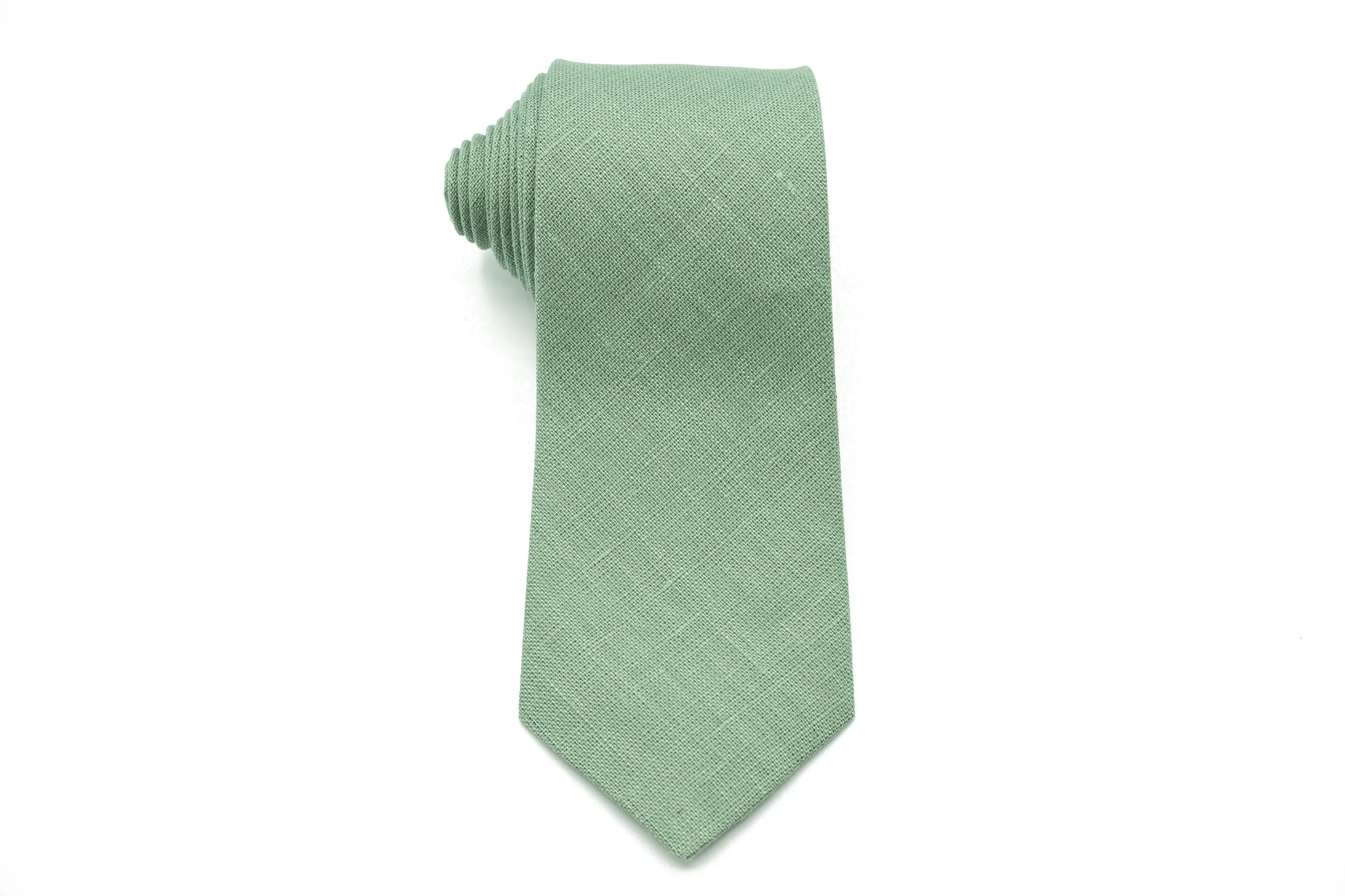 Sage Green Linen Necktie Collection: Includes Dusty, Bright, Dark, Eucalyptus & Classic Sage - Perfect for Groomsmen and Sage Green Weddings