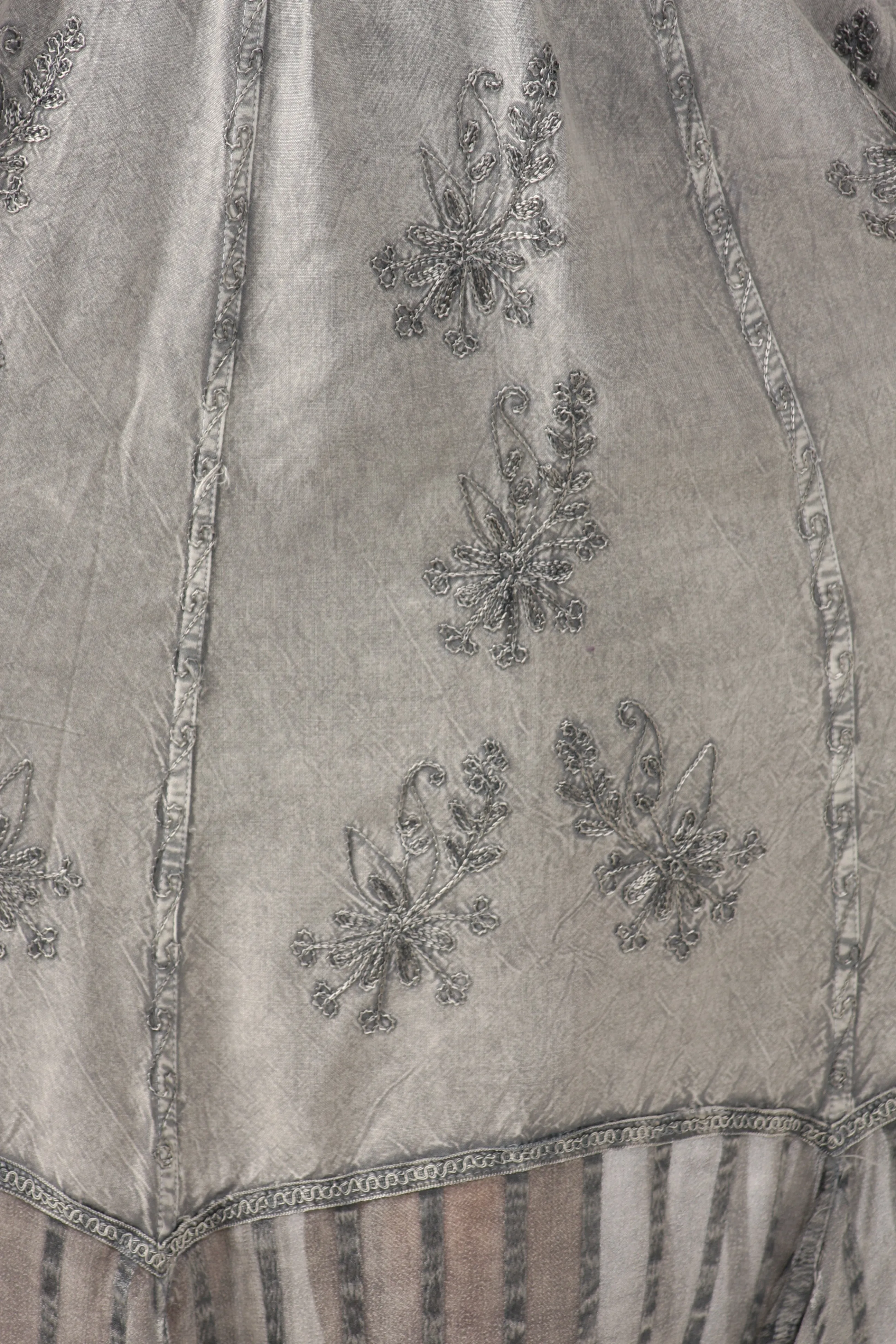 Sakkas Stonewashed Empire Waist Simple Floral Striped Crepe Handkerchief Hem Dress
