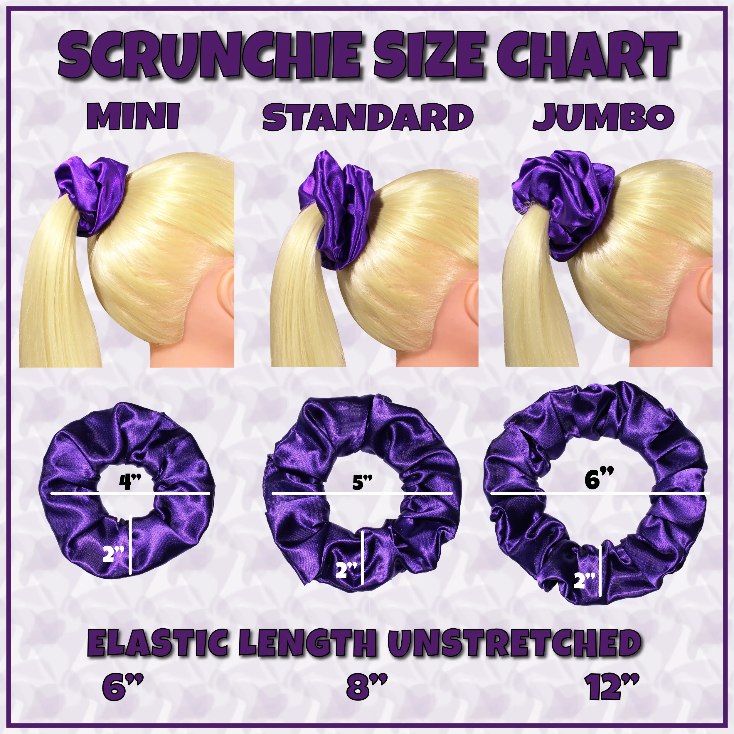 Scrunchies Premium Bridal Satin Available in 3 Sizes Made in the USA Royal