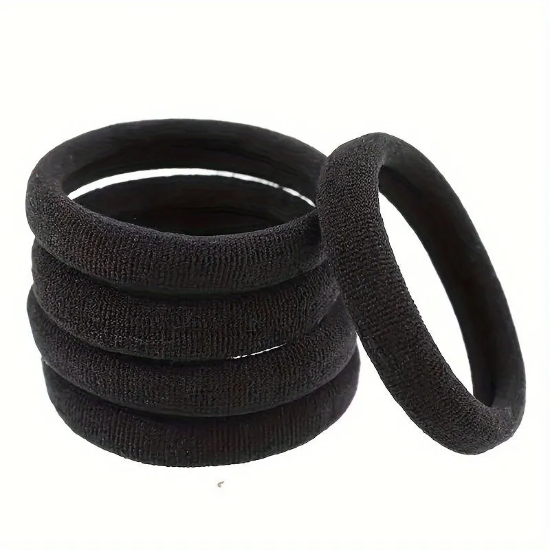 Seamless Black Hair Ties  Durable Ponytail Holders for Women