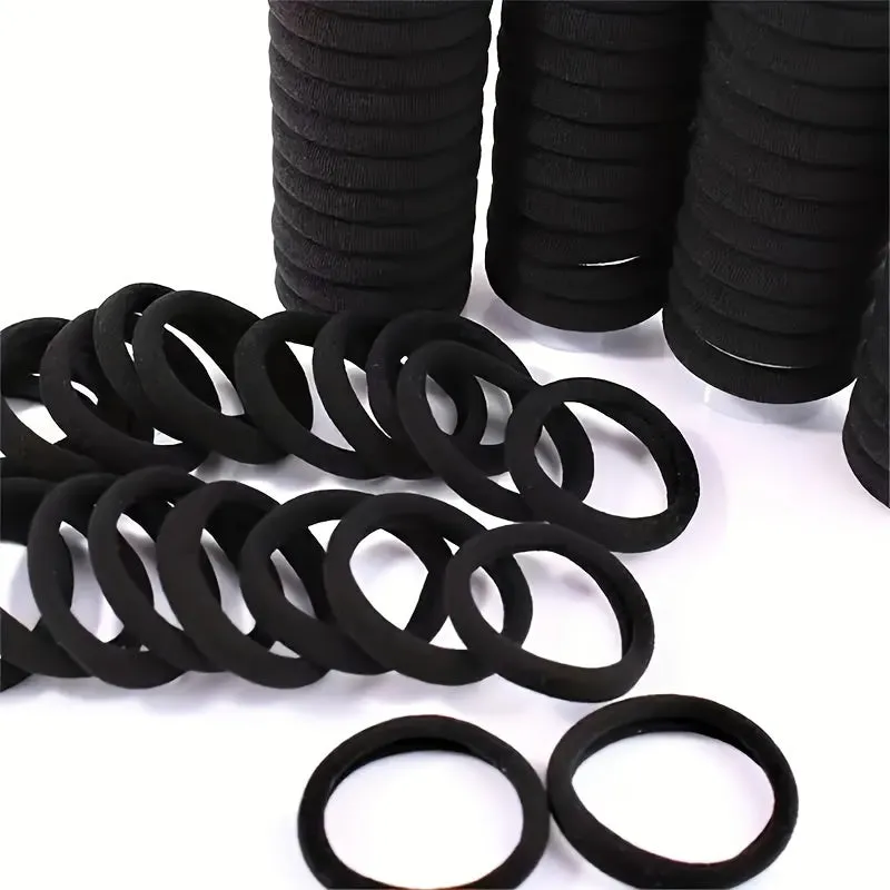 Seamless Black Hair Ties  Durable Ponytail Holders for Women