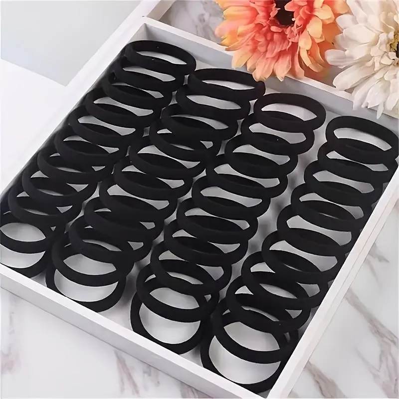 Seamless Black Hair Ties  Durable Ponytail Holders for Women