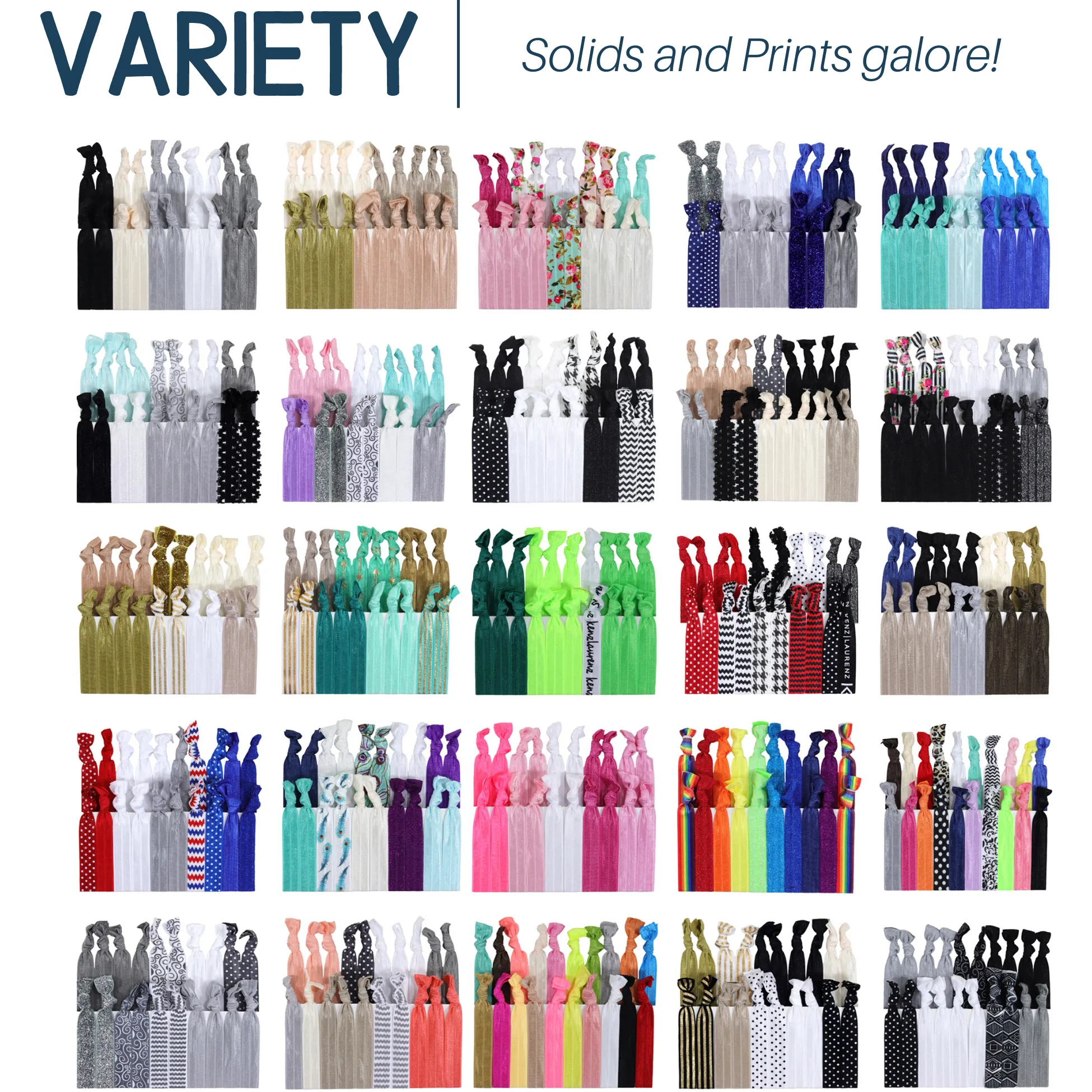 Silver Ribbon Hair Ties - 10