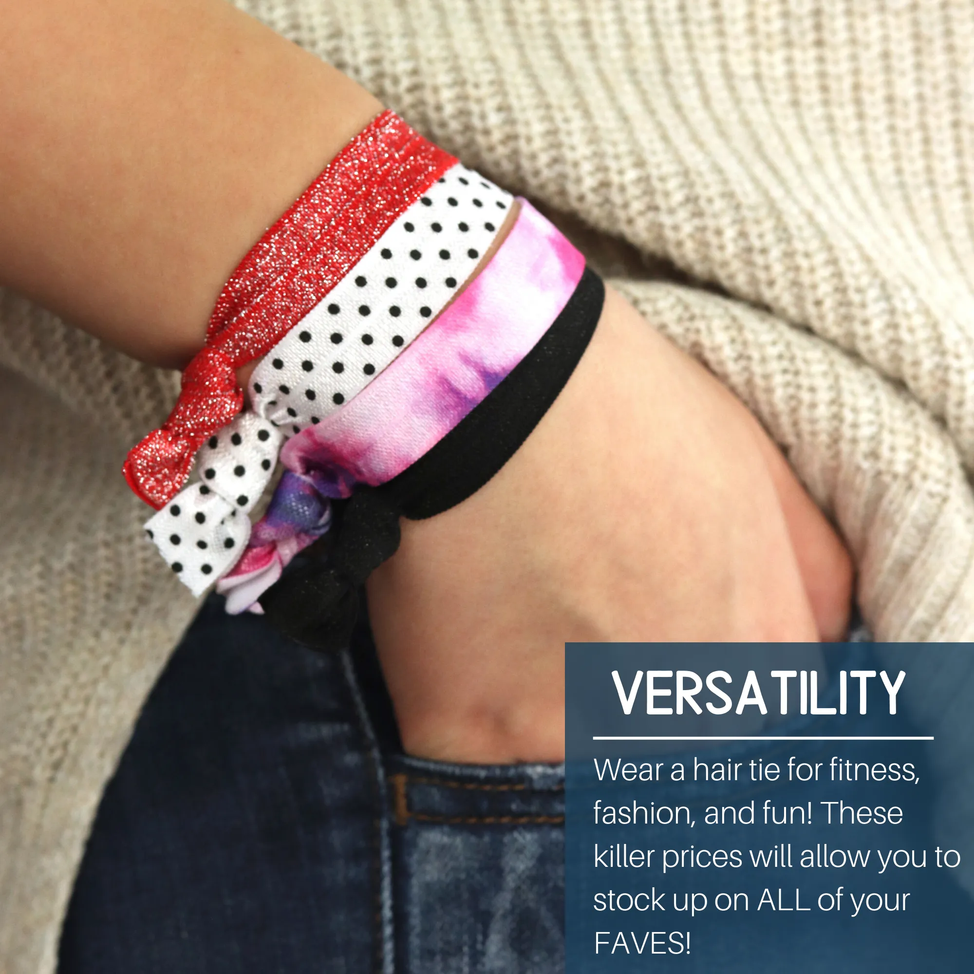 Silver Ribbon Hair Ties - 10