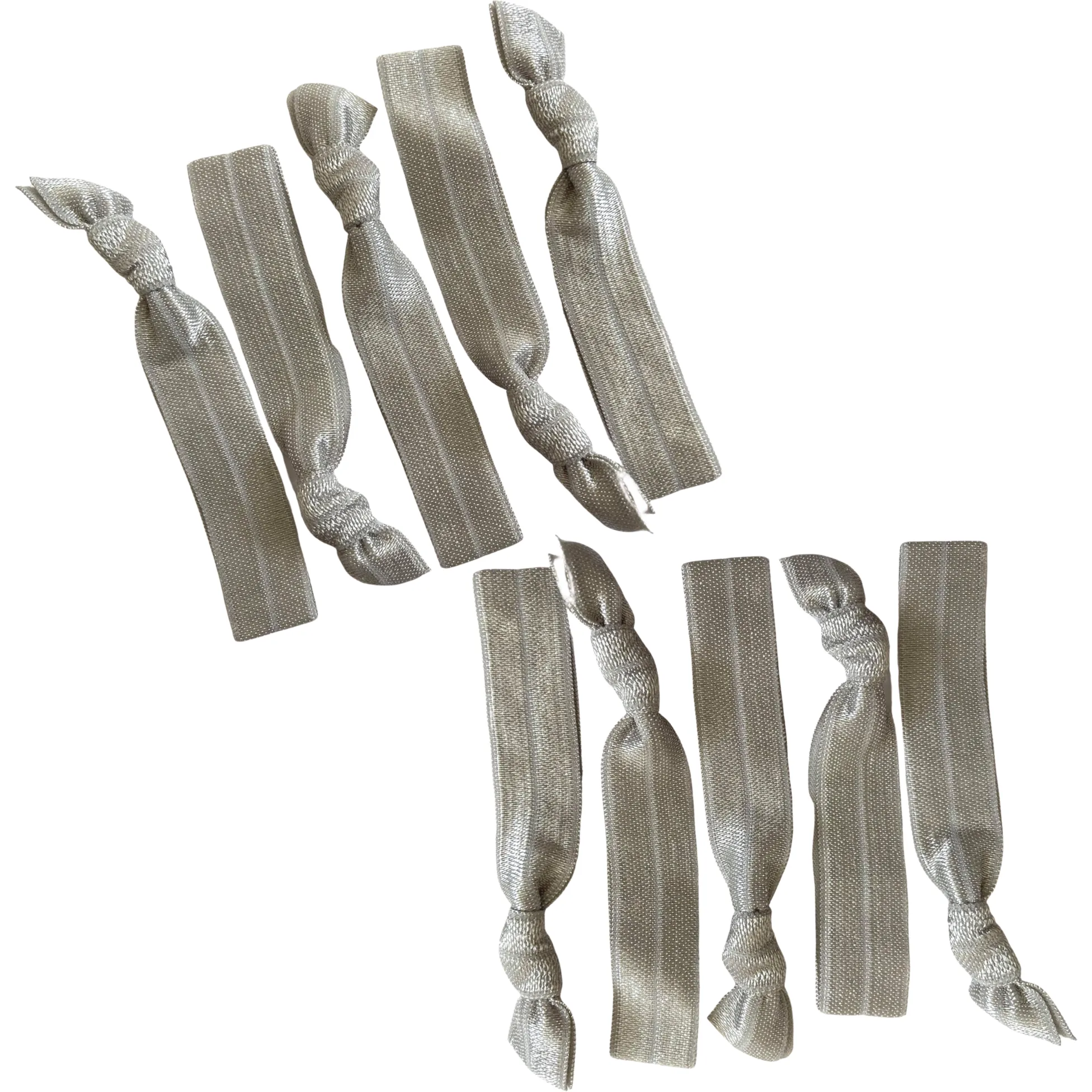 Silver Ribbon Hair Ties - 10