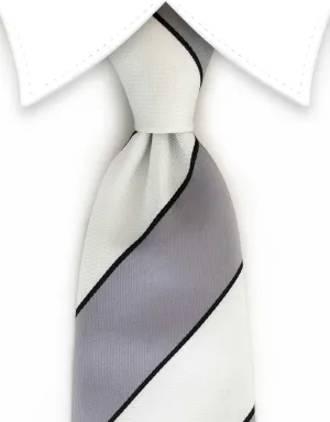 Silvery Gray & White Striped Tie