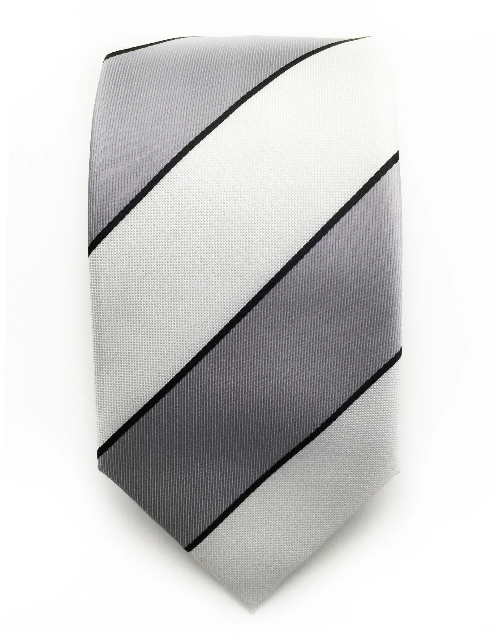 Silvery Gray & White Striped Tie