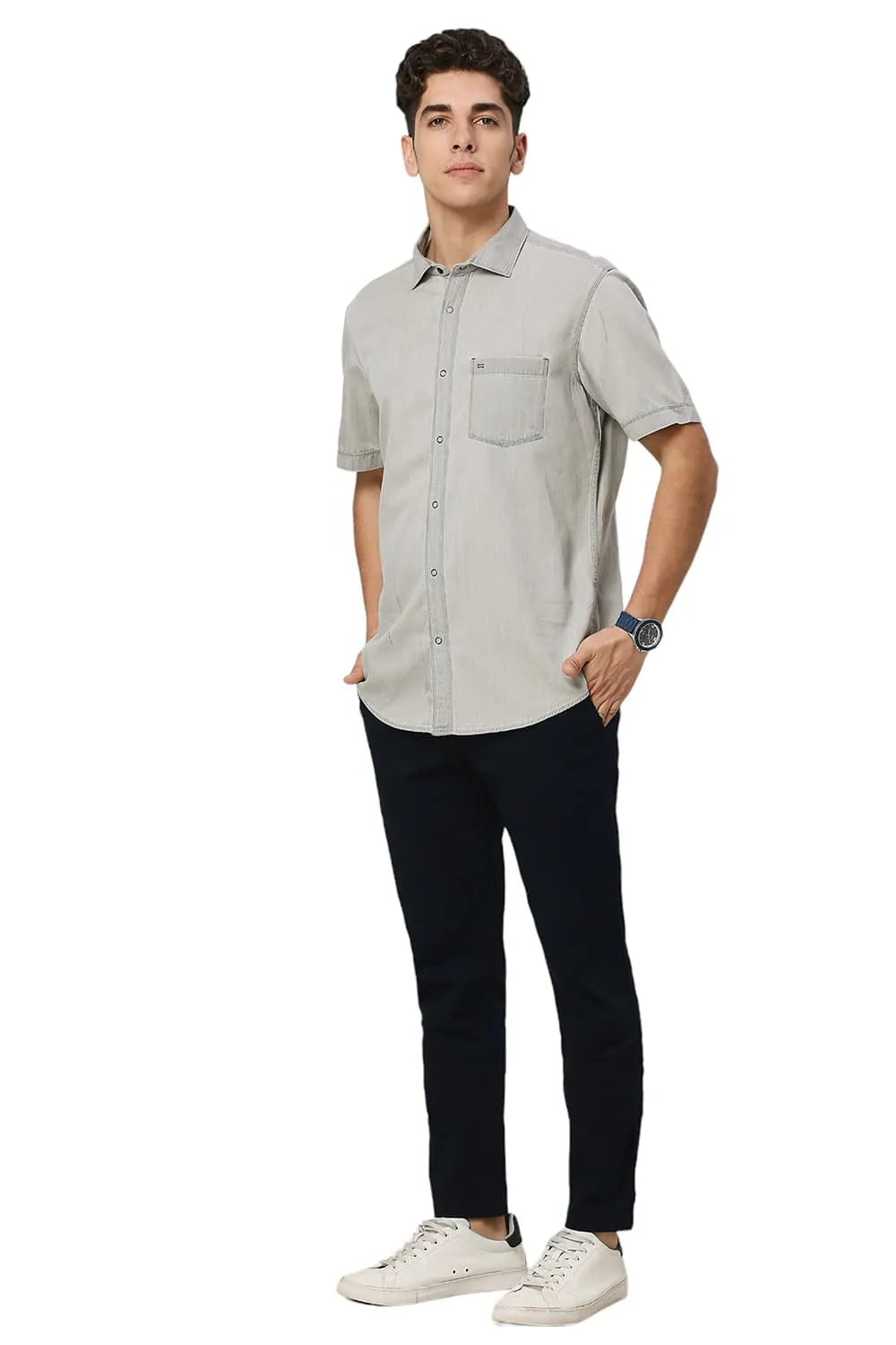 Slim Fit Cotton Sulphur Halfsleeves Shirt