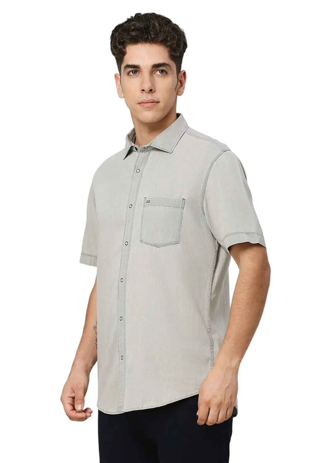 Slim Fit Cotton Sulphur Halfsleeves Shirt