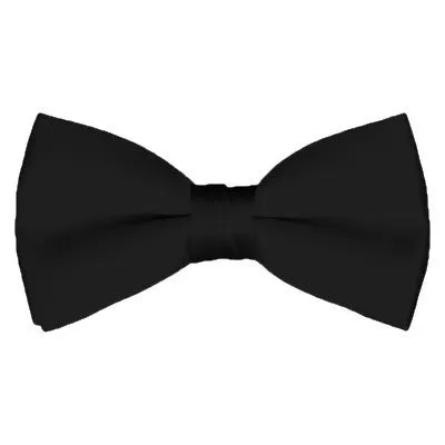 Solid Pre-Tied Black Bow Tie
