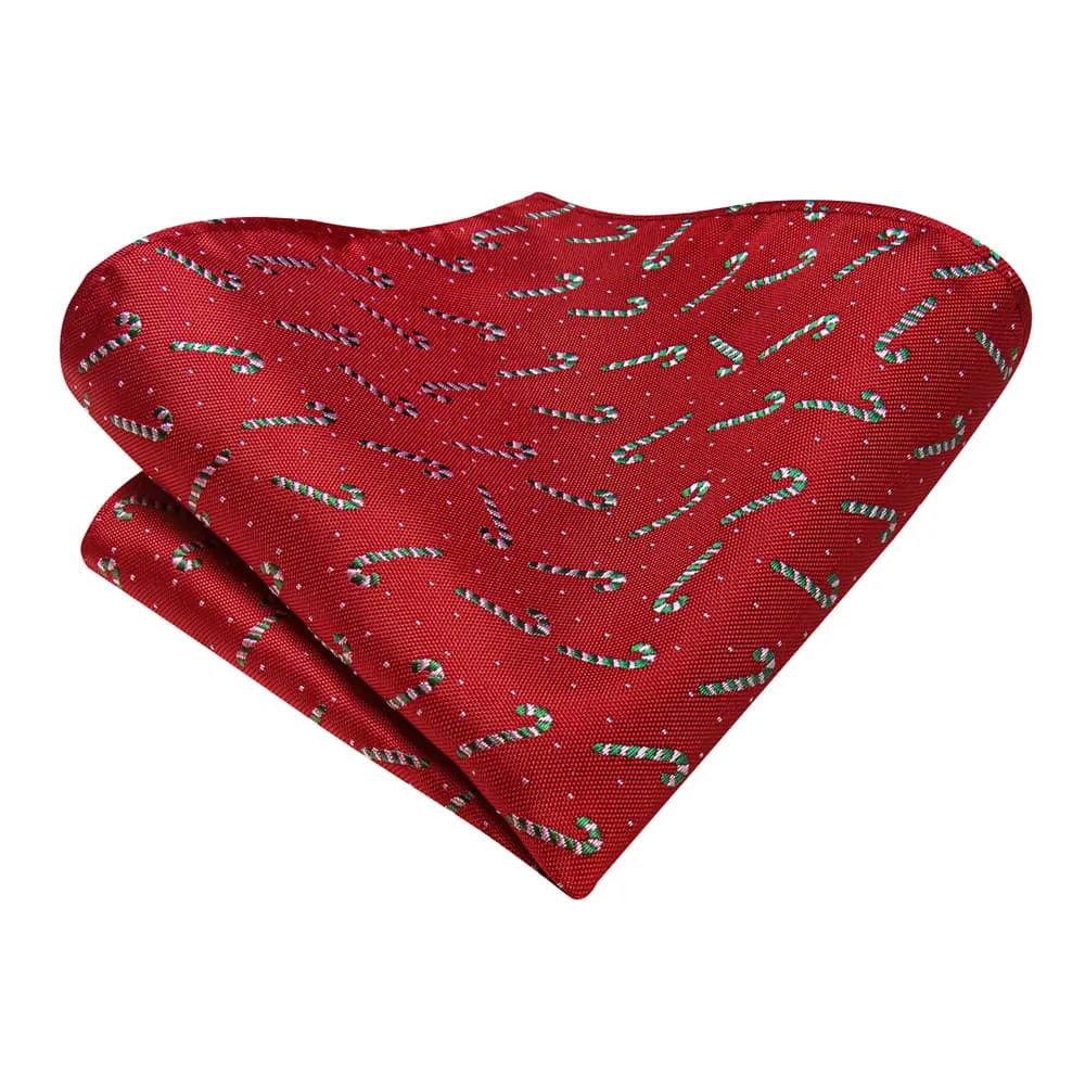 Ties2you Red Christmas Candy Cane Necktie Square Cufflinks Set