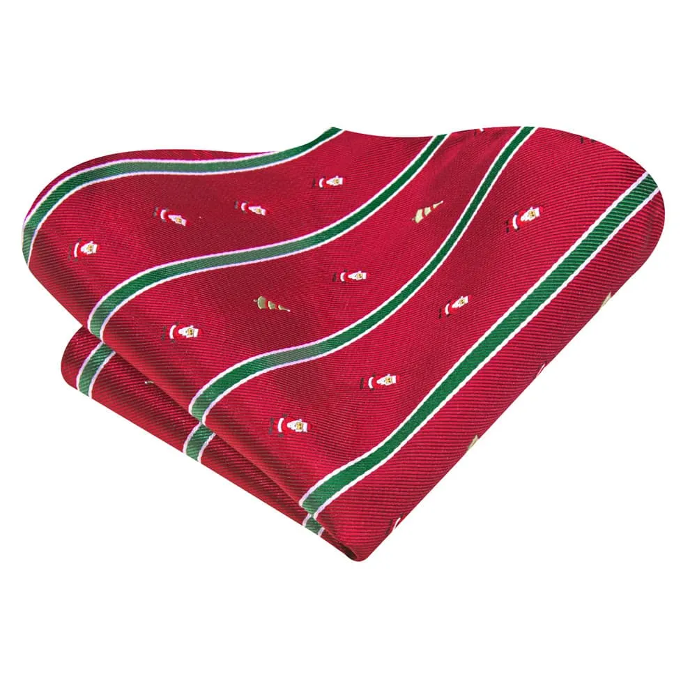 Ties2you Red Green Striped Christmas Santa Claus Necktie Square Cufflinks Set