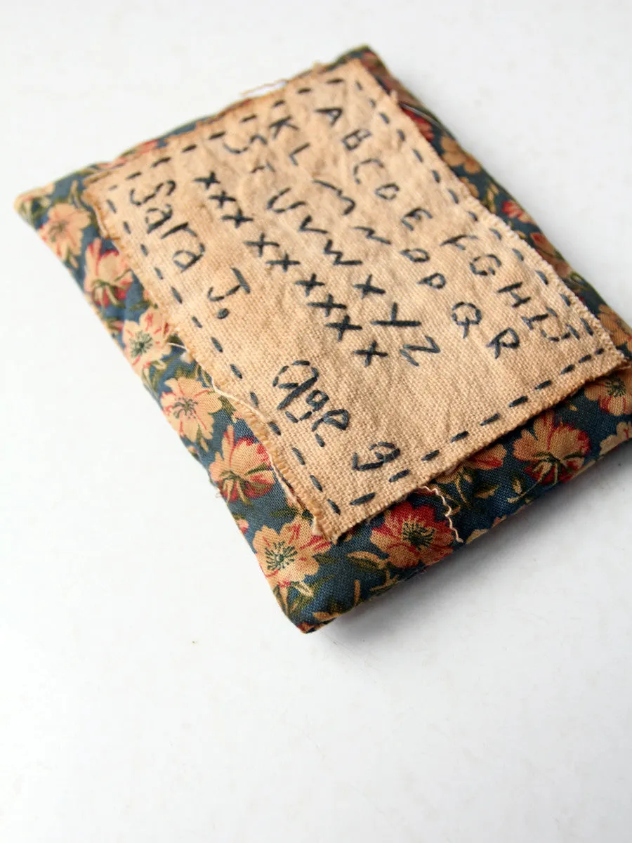 vintage embroidery work sampler pillow
