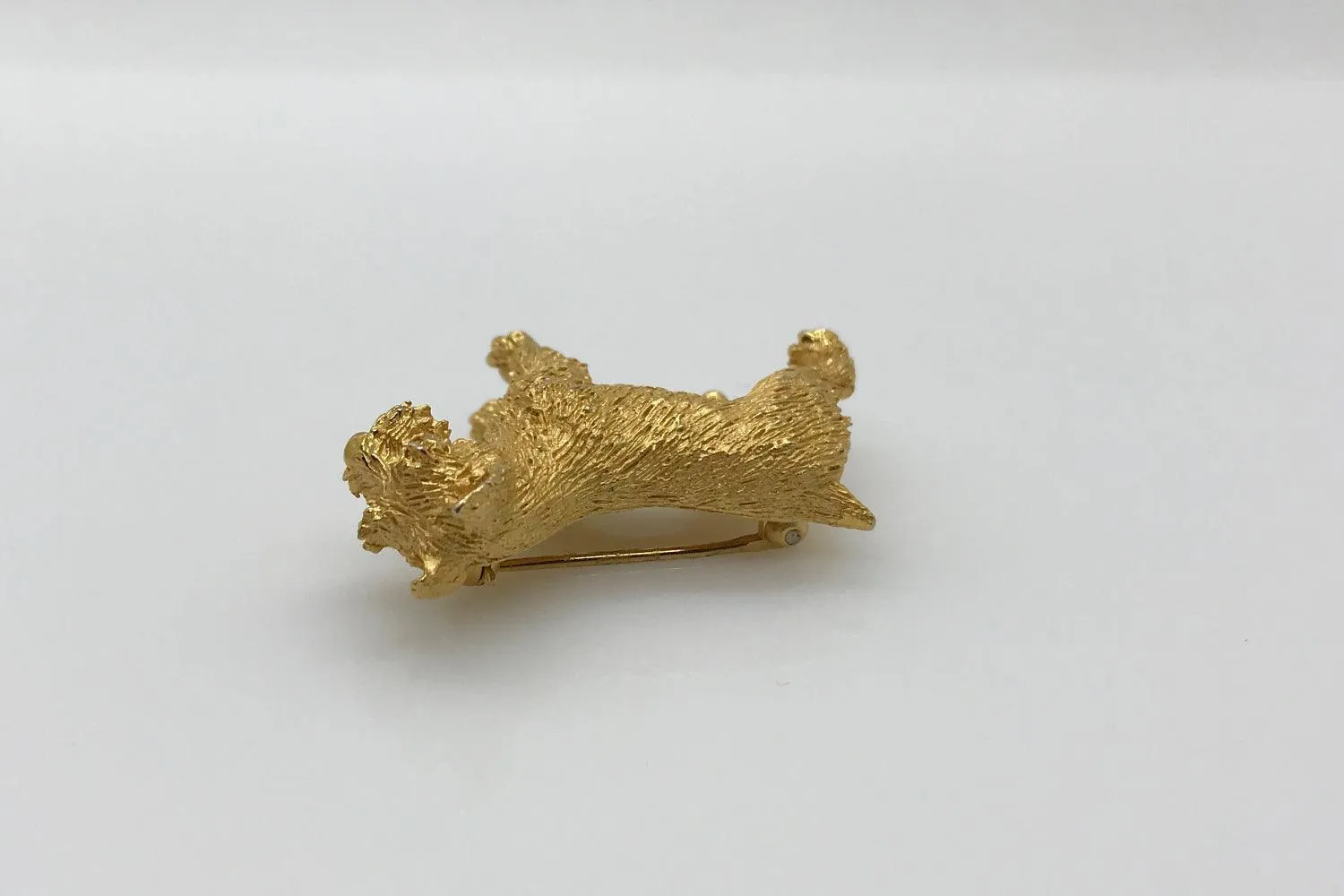 Vintage Gold Tone Crown Trifari Dog Brooch