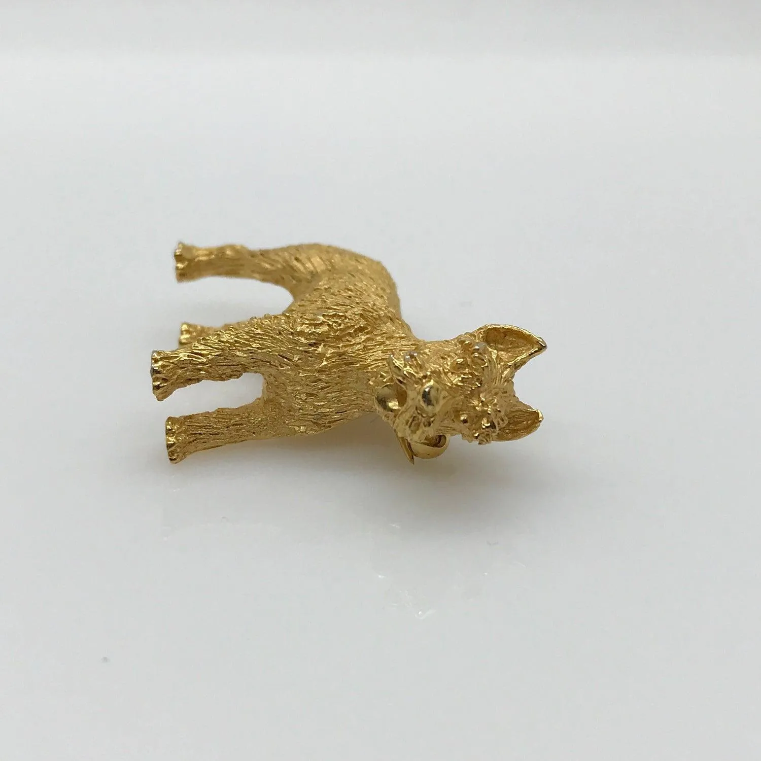 Vintage Gold Tone Crown Trifari Dog Brooch