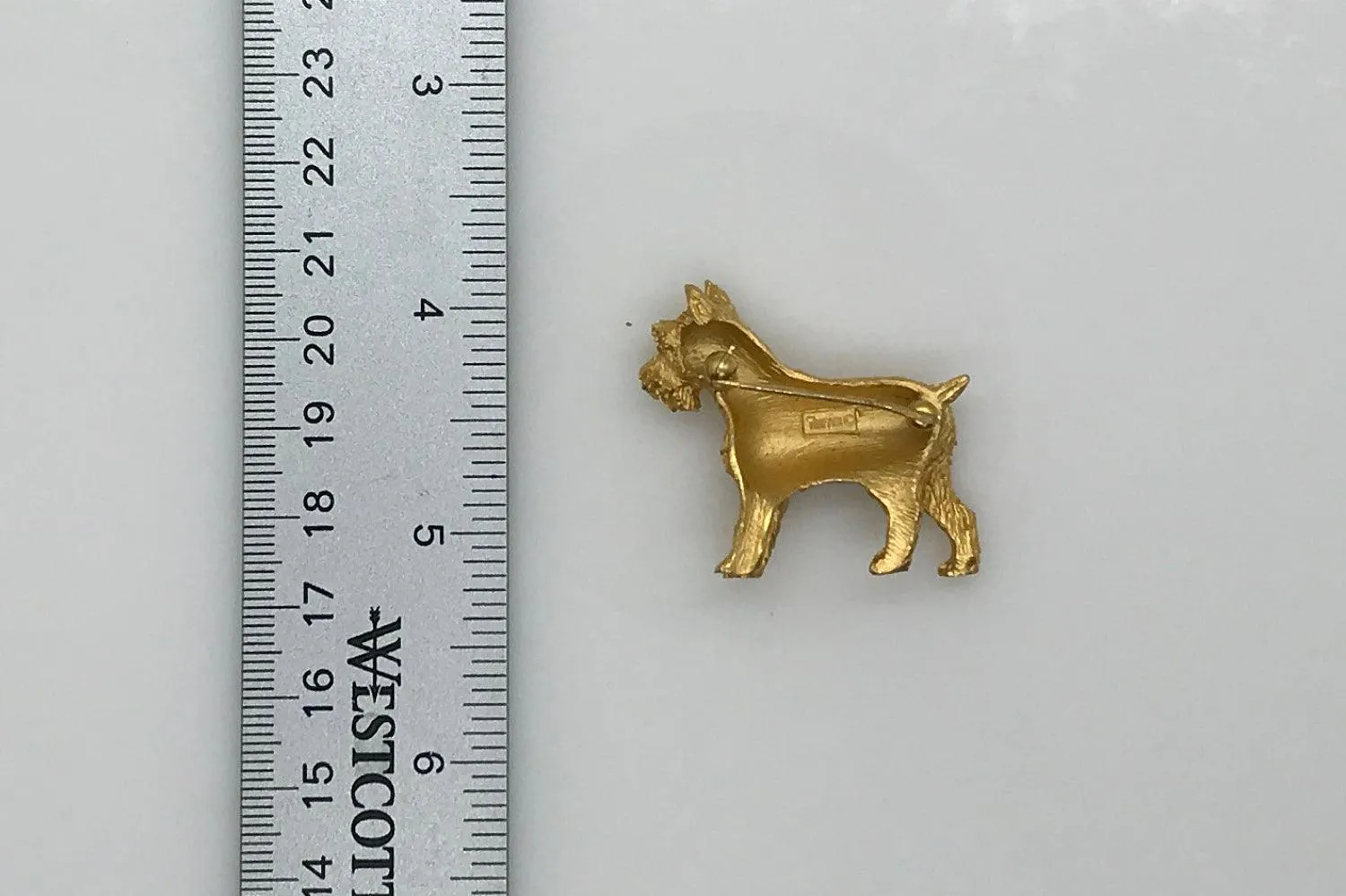 Vintage Gold Tone Crown Trifari Dog Brooch