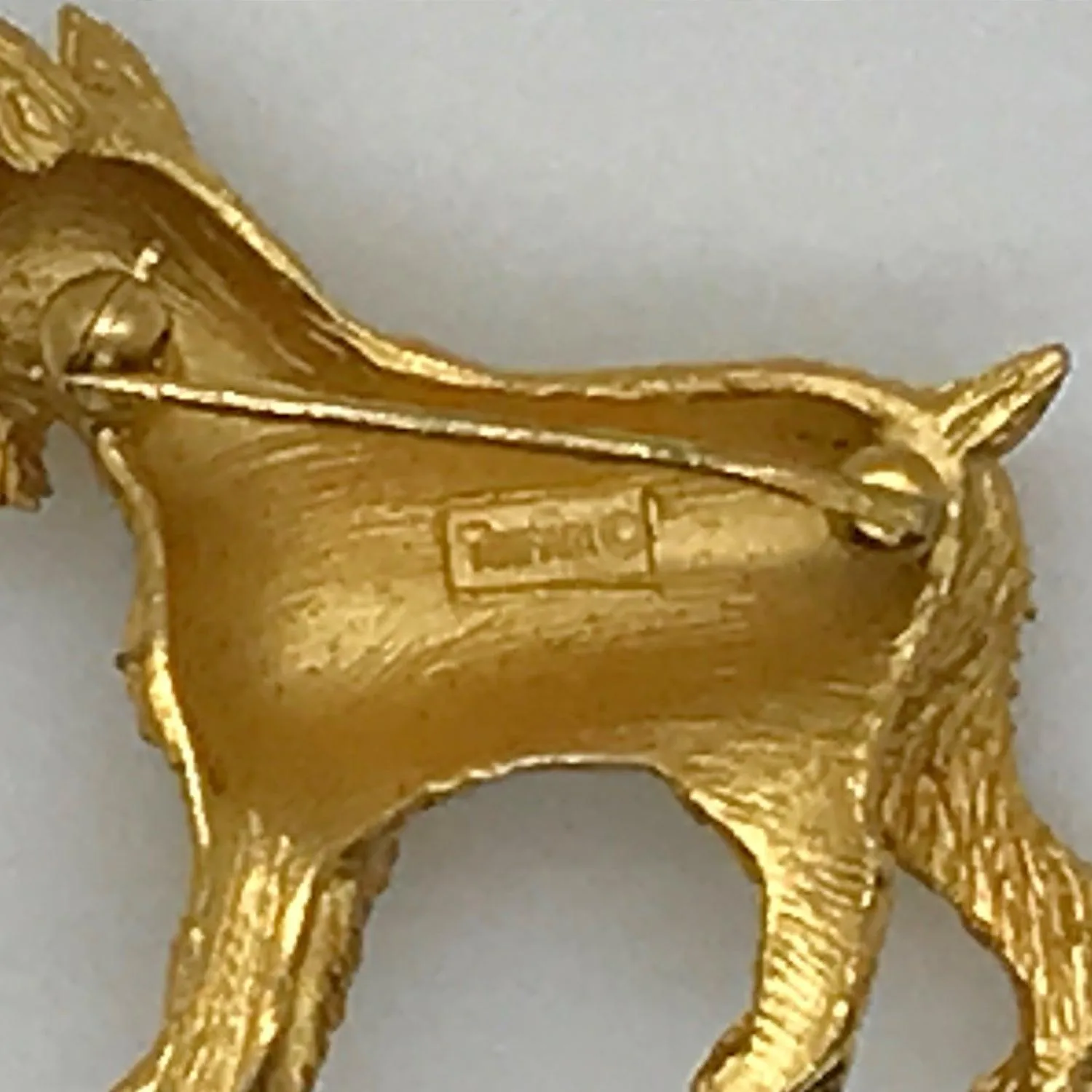 Vintage Gold Tone Crown Trifari Dog Brooch