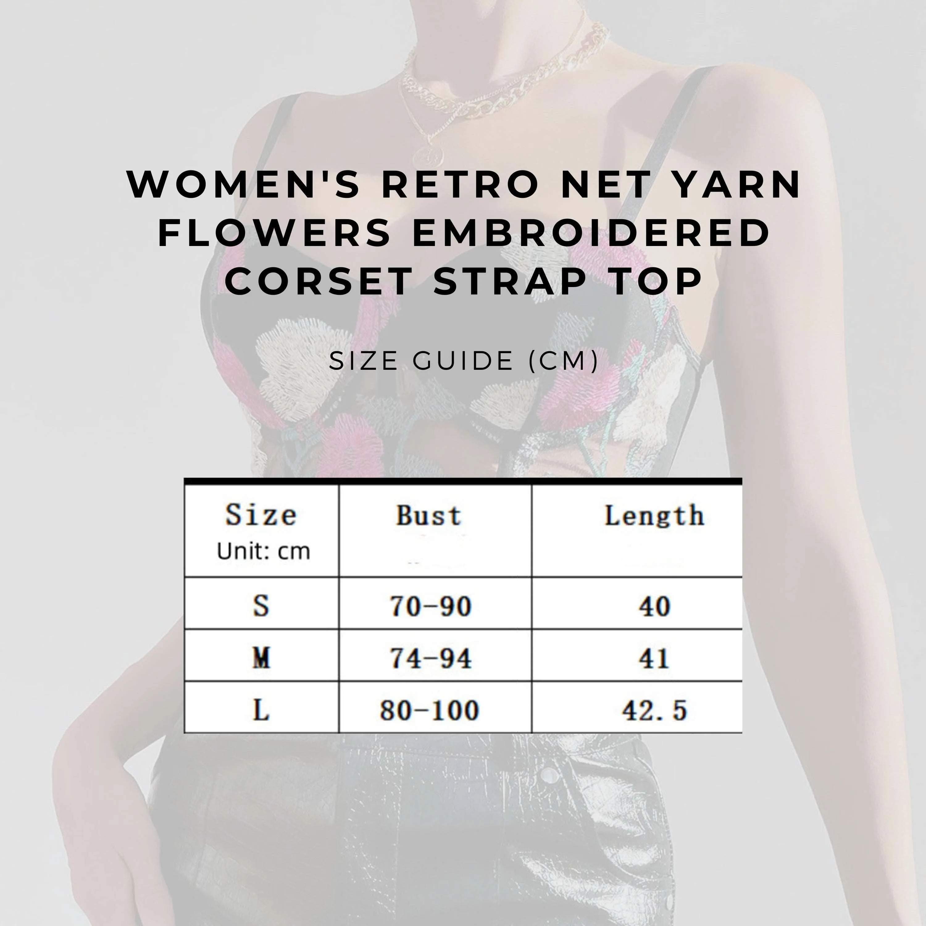 Women's Retro Net Yarn Flowers Embroidered Corset Strap Top