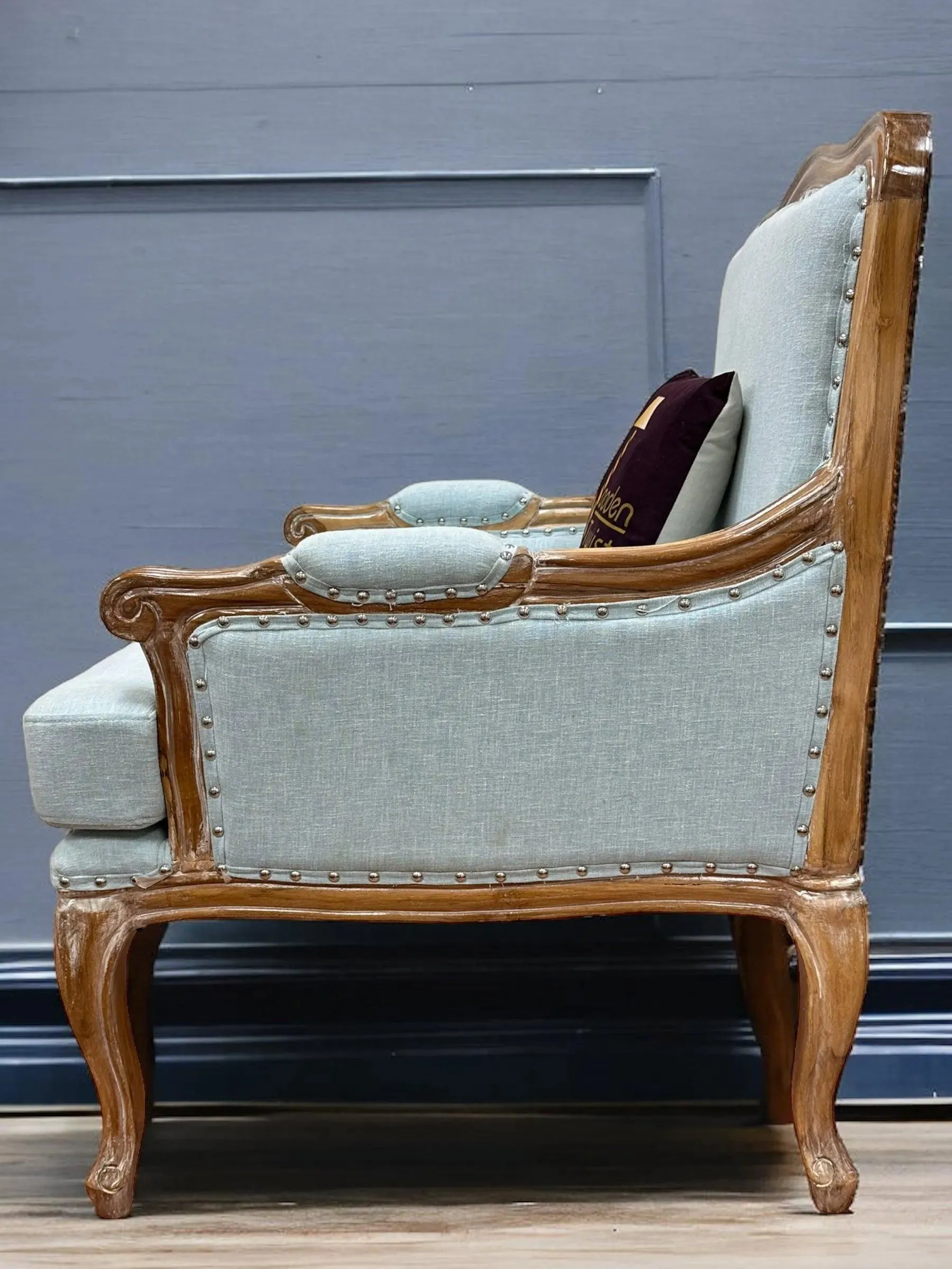 Wooden Bransford Arm Chair (Light Blue)