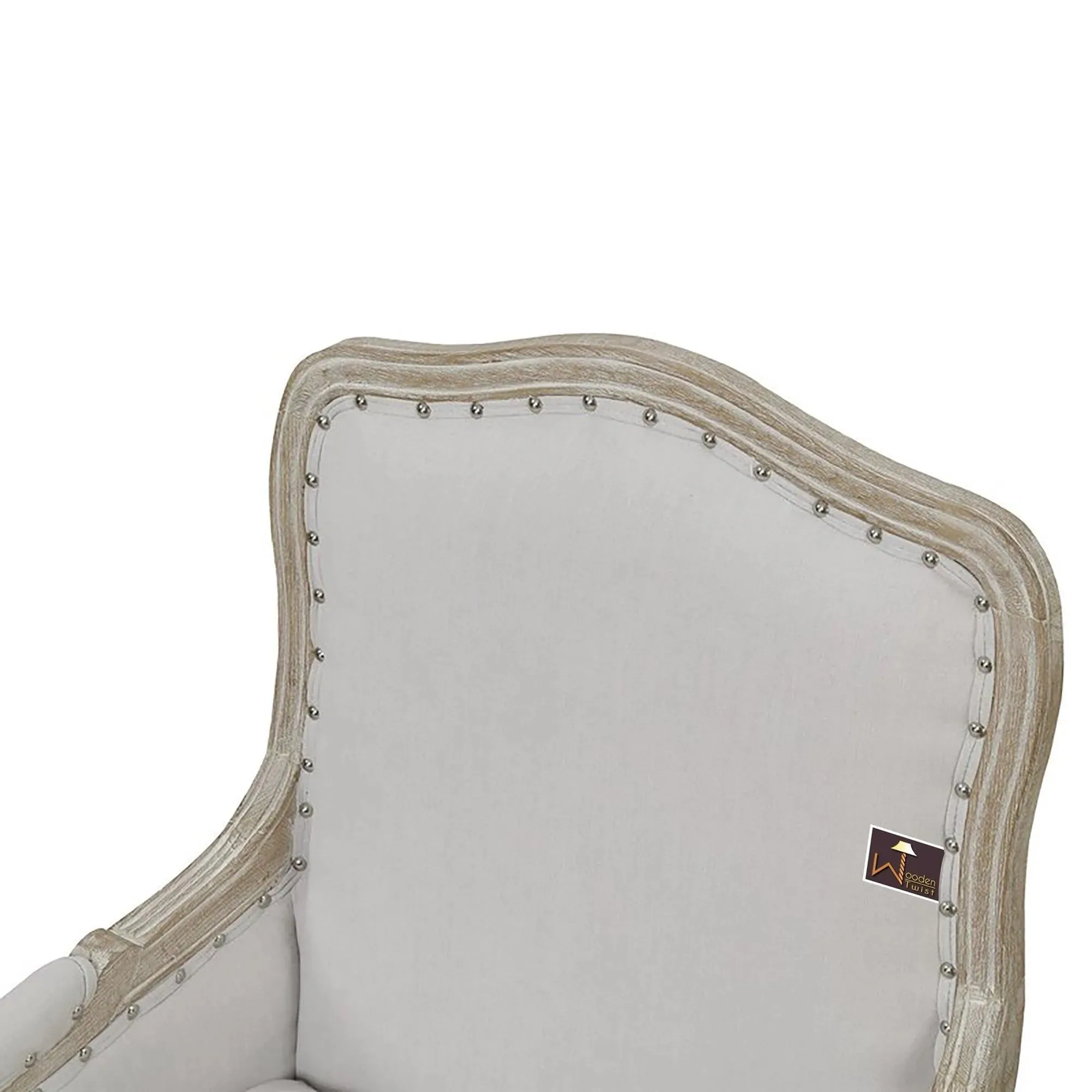 Wooden Bransford Arm Chair (Taupe Polyester)