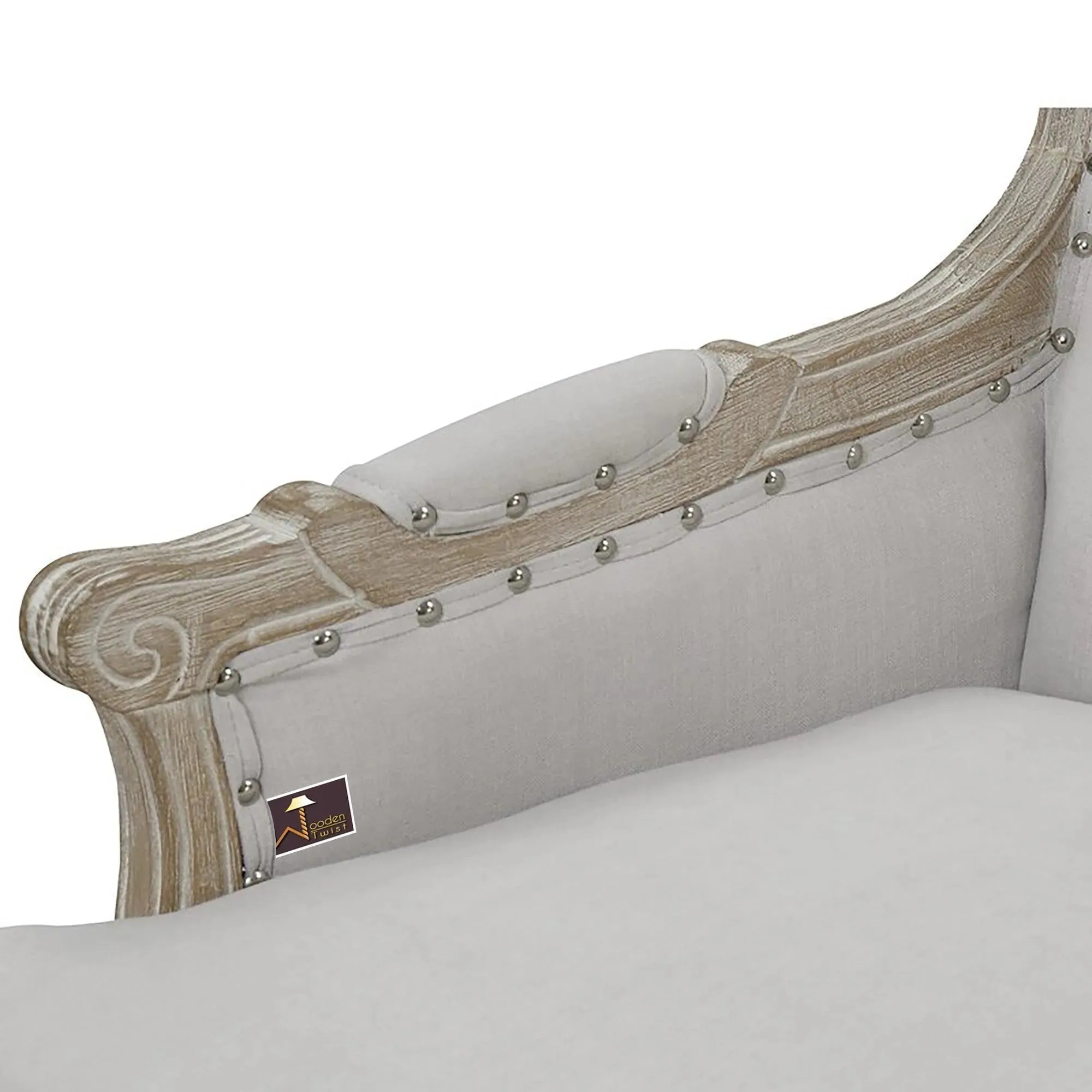 Wooden Bransford Arm Chair (Taupe Polyester)