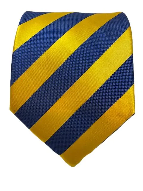 Yellow and Blue Striped Extra Long 2XL Necktie
